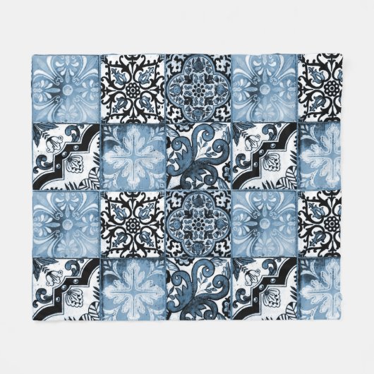 Couverture Polaire Carreau Océan (Devant (Horizontal))