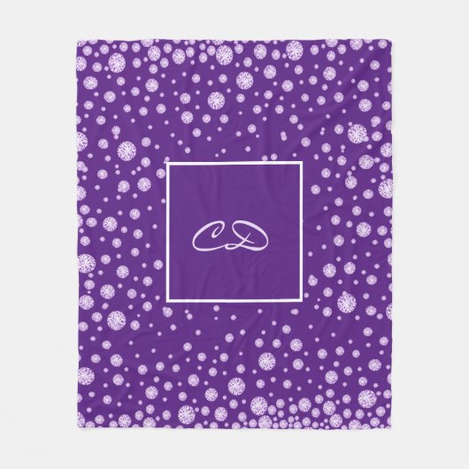 Couverture Polaire Carreau pourpre monogramme initiales violet (Devant)