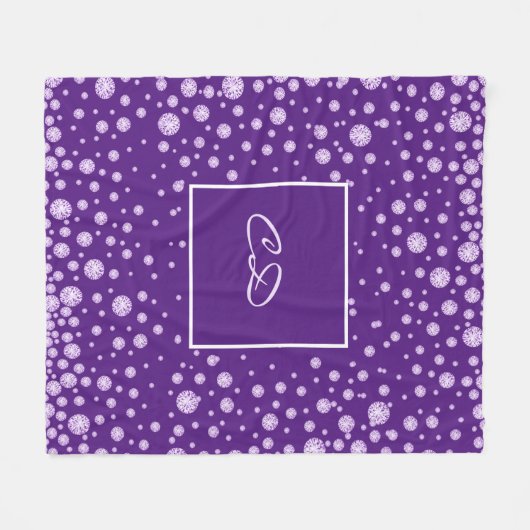 Couverture Polaire Carreau pourpre monogramme initiales violet (Devant (Horizontal))