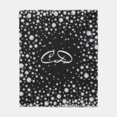 Couverture Polaire Carreaux blancs noirs initiales monogrammes (Devant)