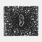 Couverture Polaire Carreaux blancs noirs initiales monogrammes (Devant (Horizontal))
