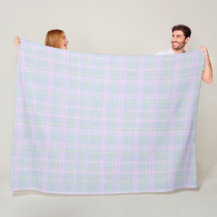 Couverture Polaire Carreaux Bleu Prairie
