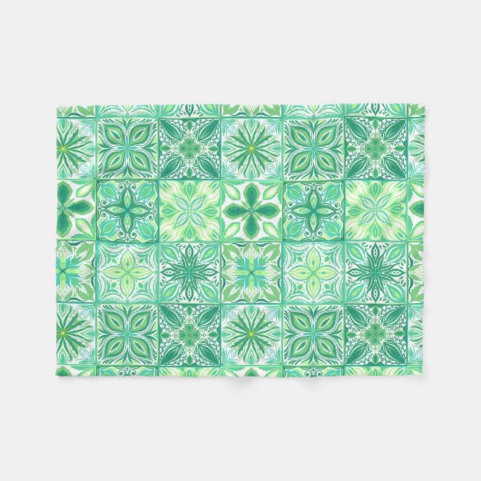 Couverture Polaire Carreaux décorés en vert et blanc (Devant (Horizontal))