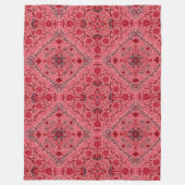 Couverture Polaire Carreaux floraux en rouge et pastèque rose (Devant)