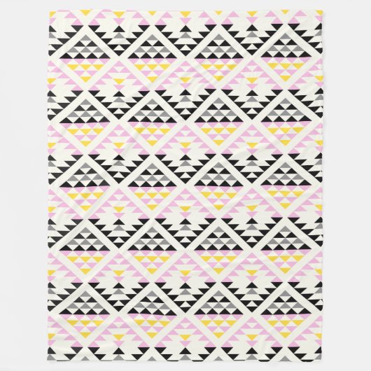 Couverture Polaire Carreaux géométriques modernes Triangle Motif rose (Devant)