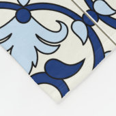 Couverture Polaire Carreaux marocains : Bleus Motifs magnifiques. (Coin)