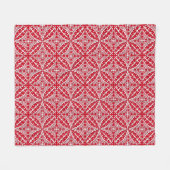 Couverture Polaire Carreaux marocains - rouge foncé et blanc (Devant (Horizontal))