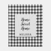 Couverture Polaire Carreaux Noir Blanc Gingham (Devant)