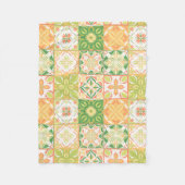 Couverture Polaire Carreaux ornés en vert et jaune (Devant)