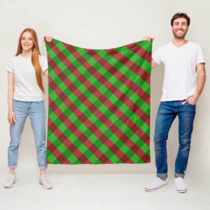 Couverture Polaire Carreaux Rouges & Verts Pailletés