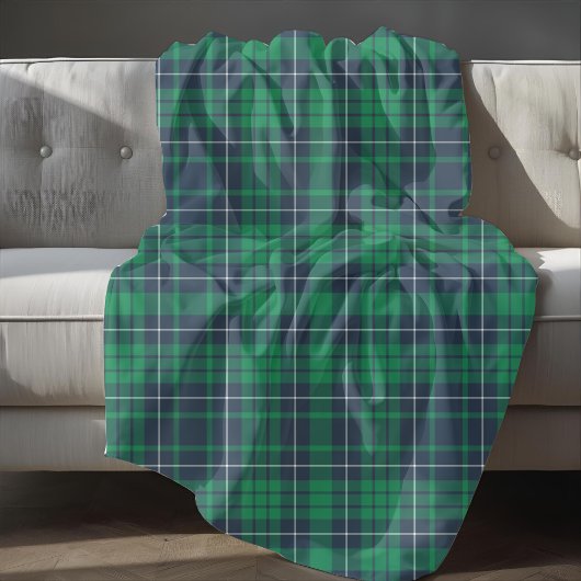 Couverture Polaire Carreaux Rustique Vert Bleu