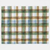 Couverture Polaire Carreaux Vert Marron Bleu Rayures (Devant (Horizontal))
