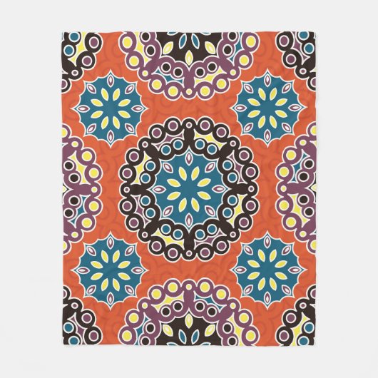 Couverture Polaire Carrelage arabe, motif patchwork vintage. (Devant)