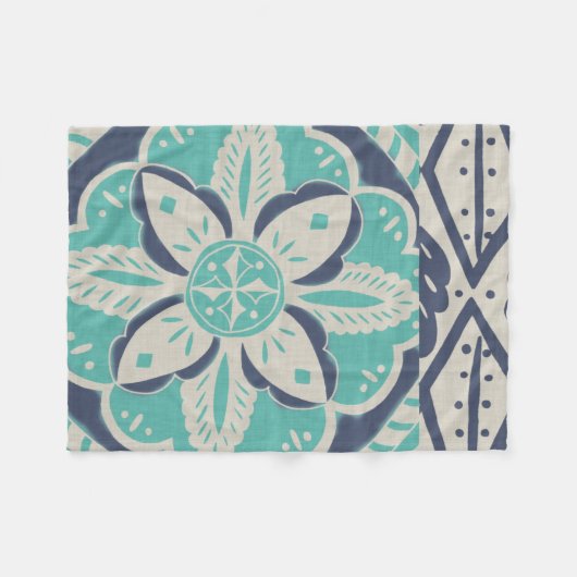 Couverture Polaire Carrelage bleu Batik IV (Devant (Horizontal))