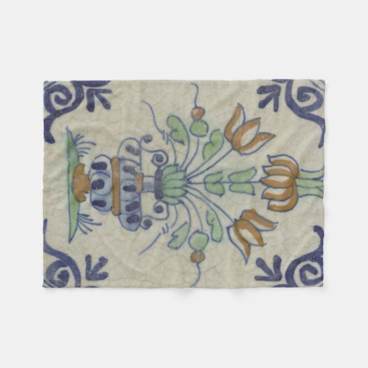 Couverture Polaire Carrelage Delft Antique Pot de Fleur Céramique (Devant (Horizontal))