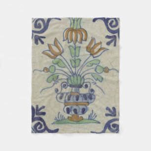 Couverture Polaire Carrelage Delft Antique Pot de Fleur Céramique