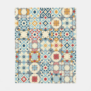 Couverture Polaire Carrelage marocain, motif sans couture colorée.