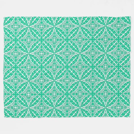 Couverture Polaire Carrelage marocain - turquoise et blanc (Devant (Horizontal))