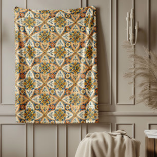 Couverture Polaire Carrelage méditerranéen, Grèce motif, Terracotta