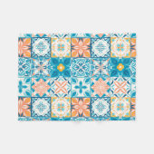 Couverture Polaire Carrelage orange et bleu (Devant (Horizontal))