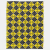 Couverture Polaire Carrés d'apparence métallique jaune noir avec or (Devant)