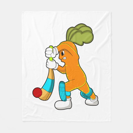 Couverture Polaire Carrot at cricket with cricket bat (Devant)