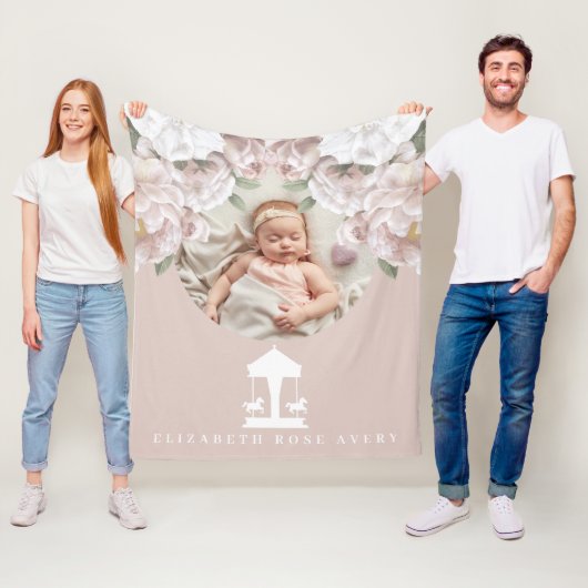 Couverture Polaire Carrousel Floral rose pâle (En situation)