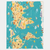 Couverture Polaire Carte animale du monde pour des enfants (Devant)