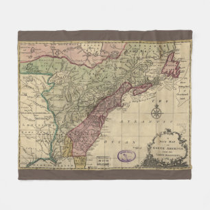 Couverture Polaire Carte antique de l'Amérique du Nord, restaurée,