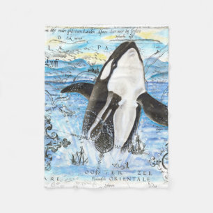 Couverture Polaire Carte Antique Orca