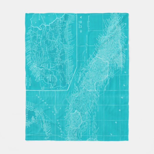 Couverture Polaire Carte Blue Cuba (Devant)