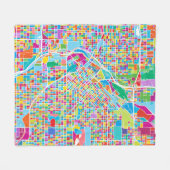 Couverture Polaire Carte colorée de Denver (Devant (Horizontal))