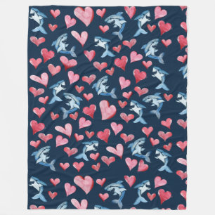 Couverture Polaire Carte d'amoureux des requins