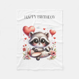 Couverture Polaire Carte d'anniversaire de pilote raton laveur