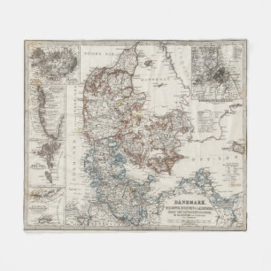 Couverture Polaire Carte d'atlas du Danemark avec 5 cartes d'encart