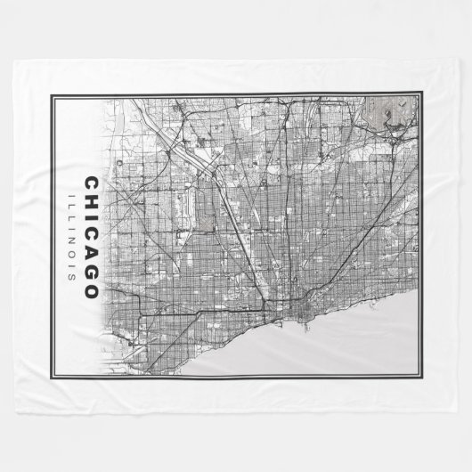 Couverture Polaire Carte de Chicago (Devant (Horizontal))