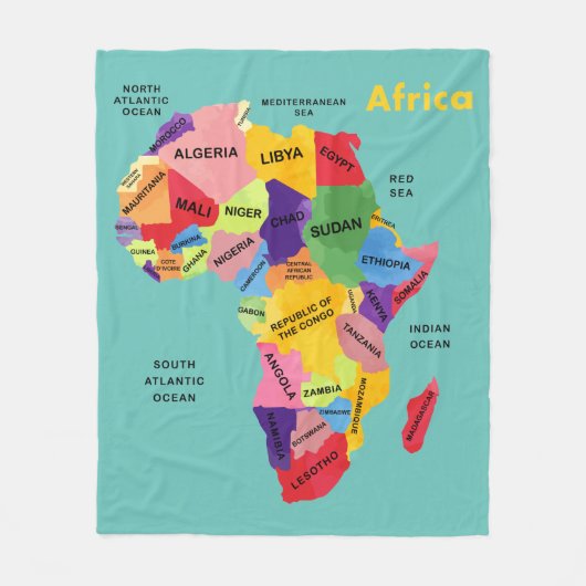 Couverture Polaire Carte de l'Afrique aquarelle Artwork Fleece Blanch (Devant)