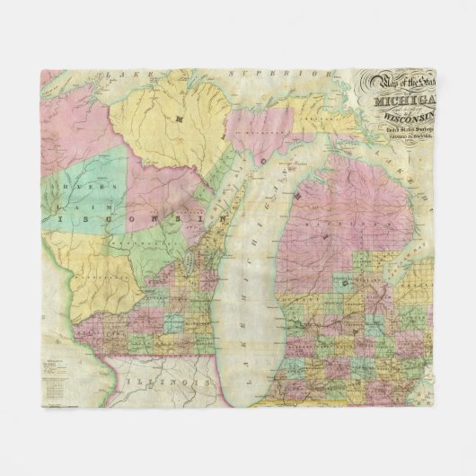 Couverture Polaire Carte de l'état du Michigan (Devant (Horizontal))