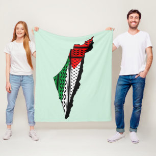 Couverture Polaire Carte de Palestine avec drapeau et Motif Keffiyeg