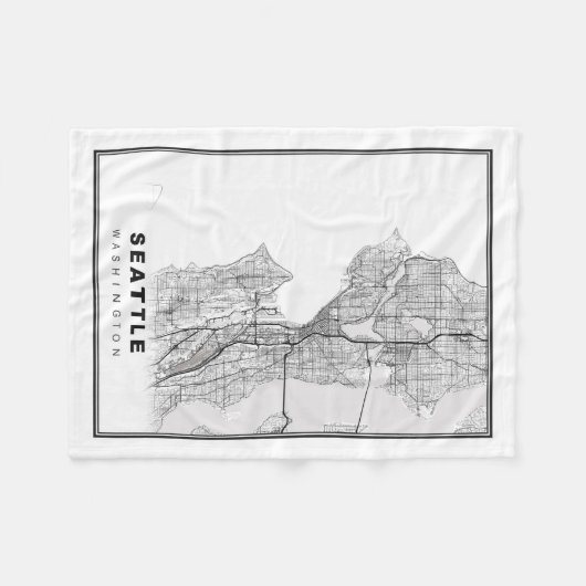 Couverture Polaire Carte de Seattle (Devant (Horizontal))