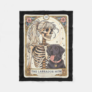 Couverture Polaire Carte de tarot de maman Labrador noir Squelette de