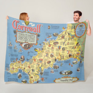 Couverture Polaire Carte des Cornouailles, Angleterre