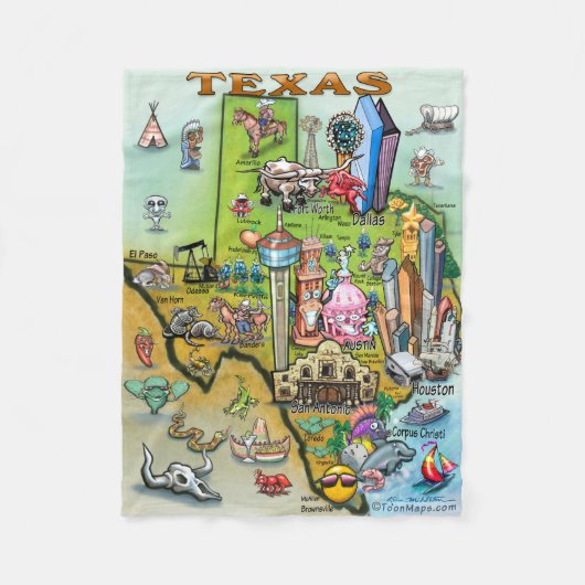 Couverture Polaire Carte des loisirs du Texas (Devant)