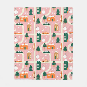 Couverture Polaire Carte des vacances de Noël Motif