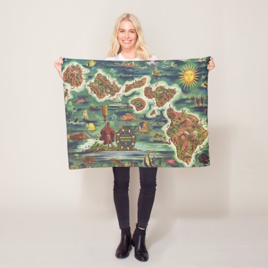 Couverture Polaire Carte Dole de 1950 d'Hawaï Joseph Feher (En situation)