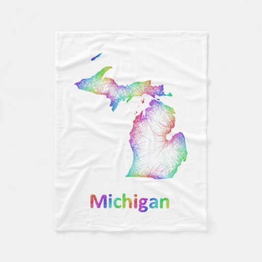 Couverture Polaire Carte du Michigan d'arc-en-ciel (Devant)