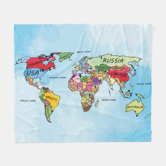 Couverture Polaire Carte du monde (Devant (Horizontal))