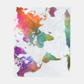 Couverture Polaire Carte du monde dans l'aquarelle (Devant)