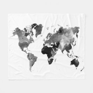 Couverture Polaire Carte du monde de la conception 42 à fond gris