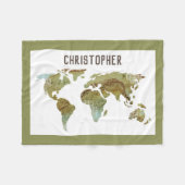 Couverture Polaire Carte du monde de l'aquarelle des bois (Devant (Horizontal))